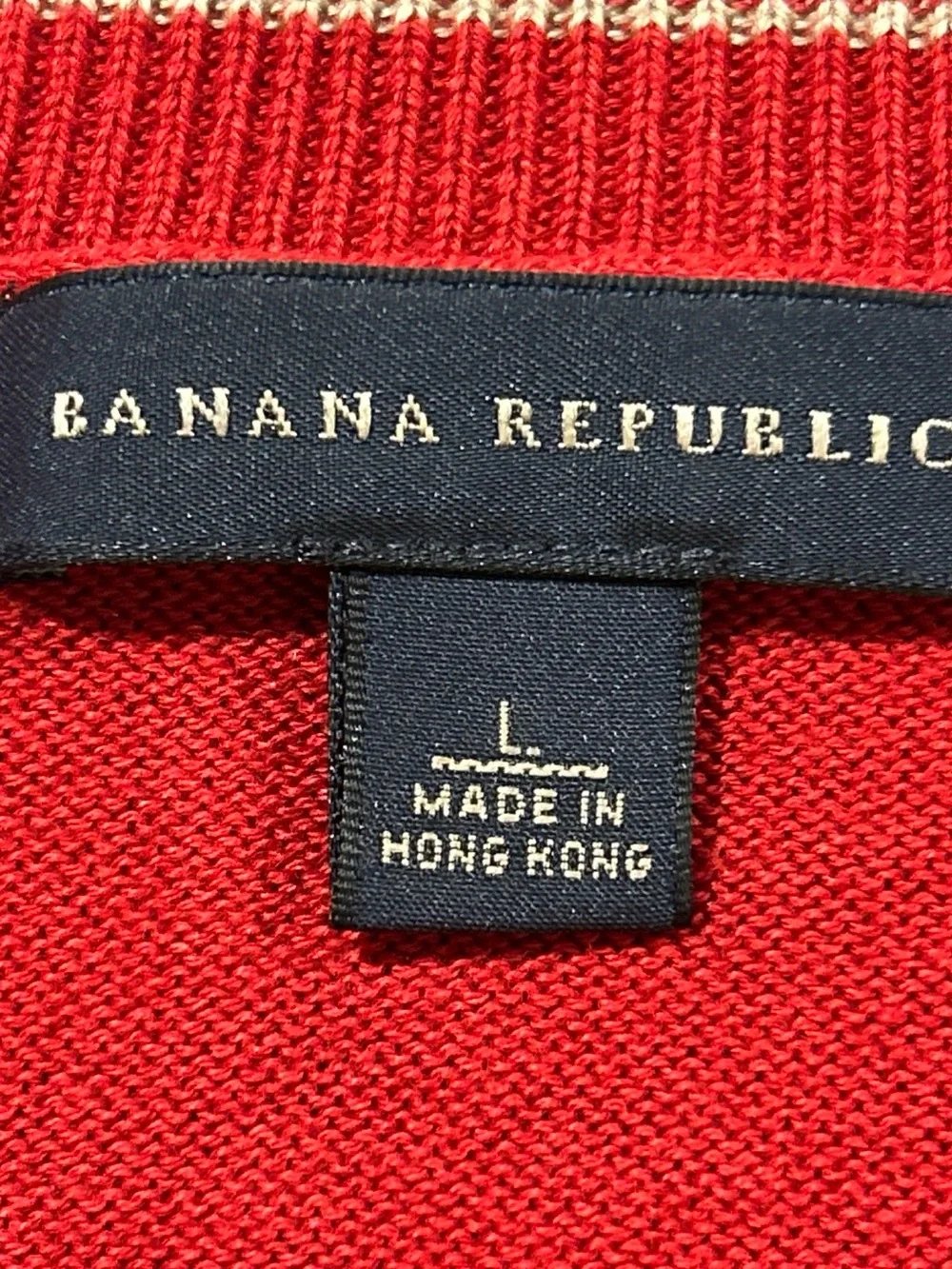 Banana Republic Red Argyle V-Neck Sweater